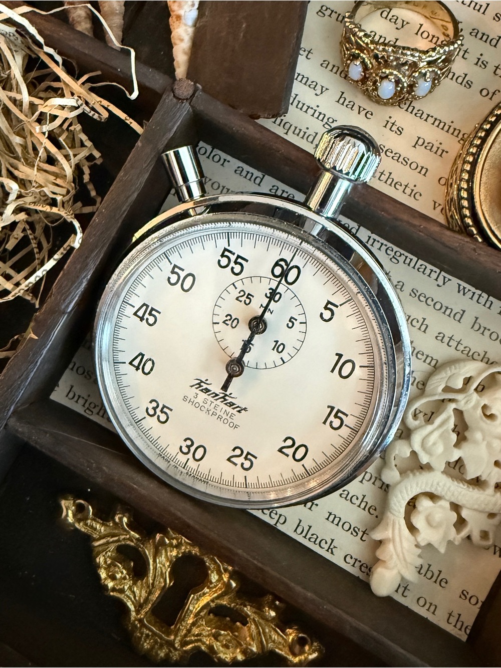 Vintage Hanhart Mechanical Stop Watch 55mm Manual Wind 1/5 Sec Germany